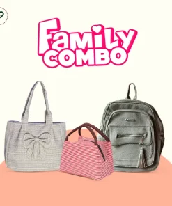 Family Combo 01 - (Women Shoulder Bag, Kid's School Bag, Thi Hot Lunch Bag)